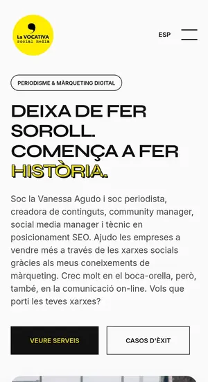 Web de La Vocativa Social Media vista en el móvil