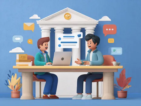 Portal del cliente seguro en la web de una gestoría, mostrando documentos y comunicaciones.