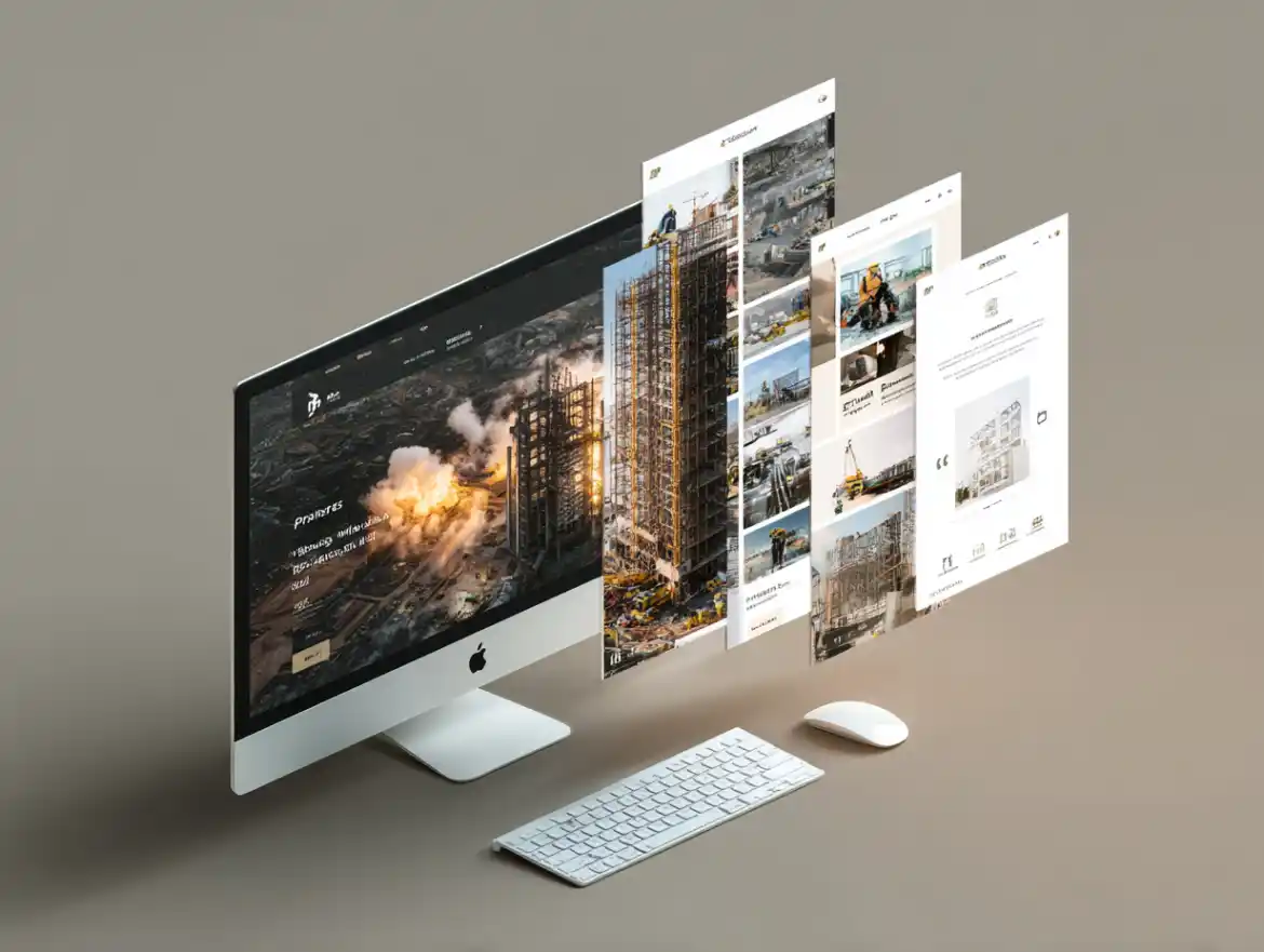 Portfolio de proyectos en la web de una constructora, con galerías de antes y después.