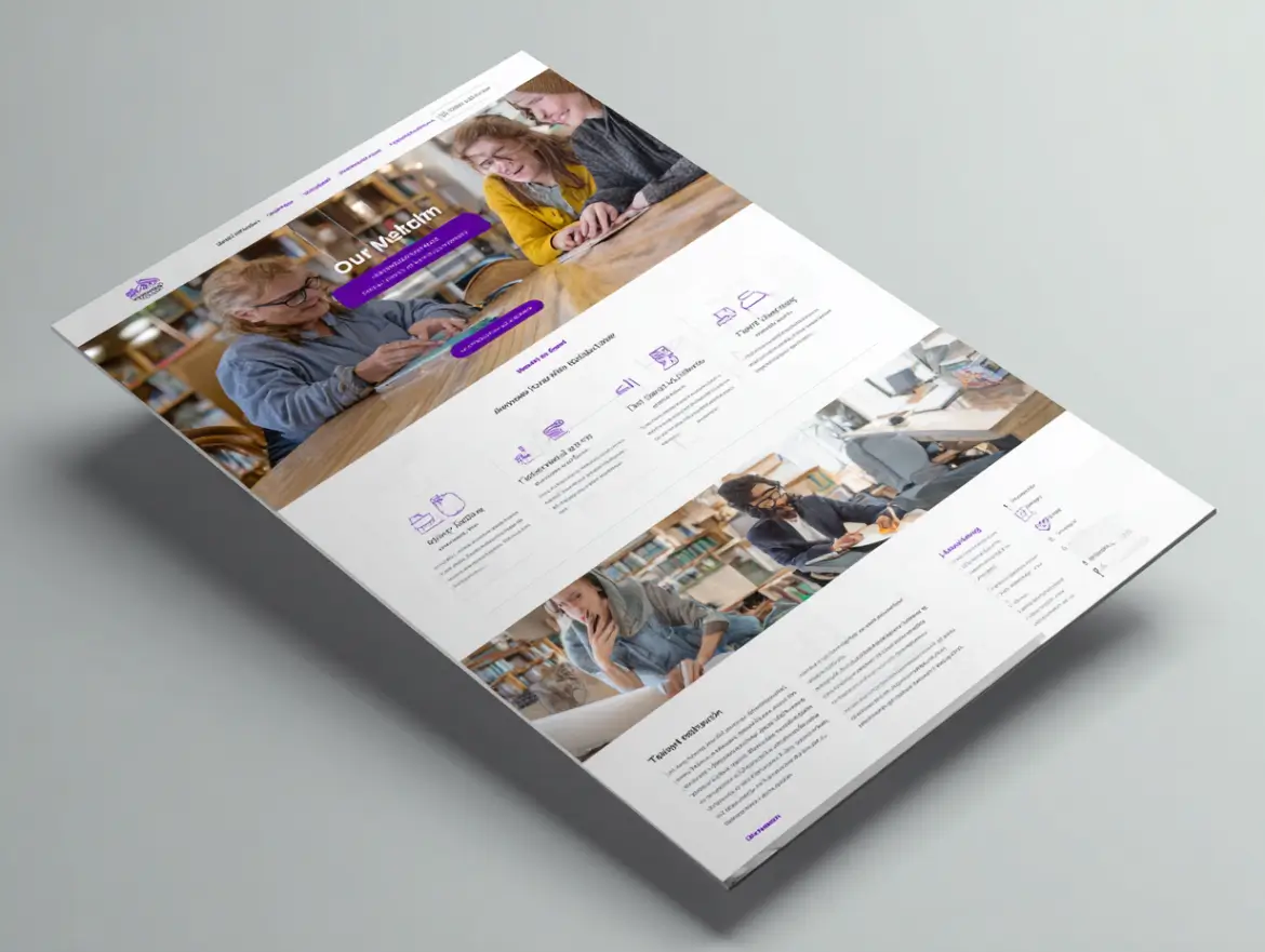 Página web de un centro de formación mostrando su proyecto educativo y los perfiles de su profesorado.