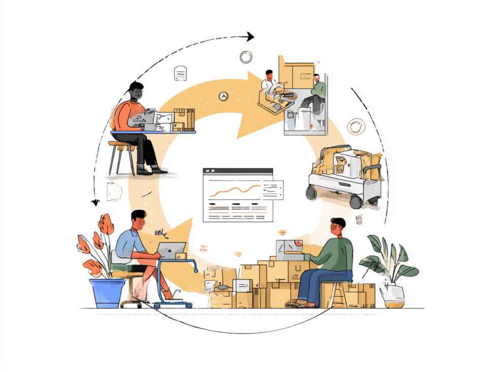 Infografía mostrando las 5 fases de una migración de ecommerce profesional: auditoría, estrategia, mapeo, desarrollo y lanzamiento.
