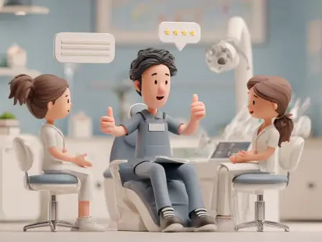 Odontólogo en una clínica dental moderna, que ha conseguido pacientes de alto valor con SEO.