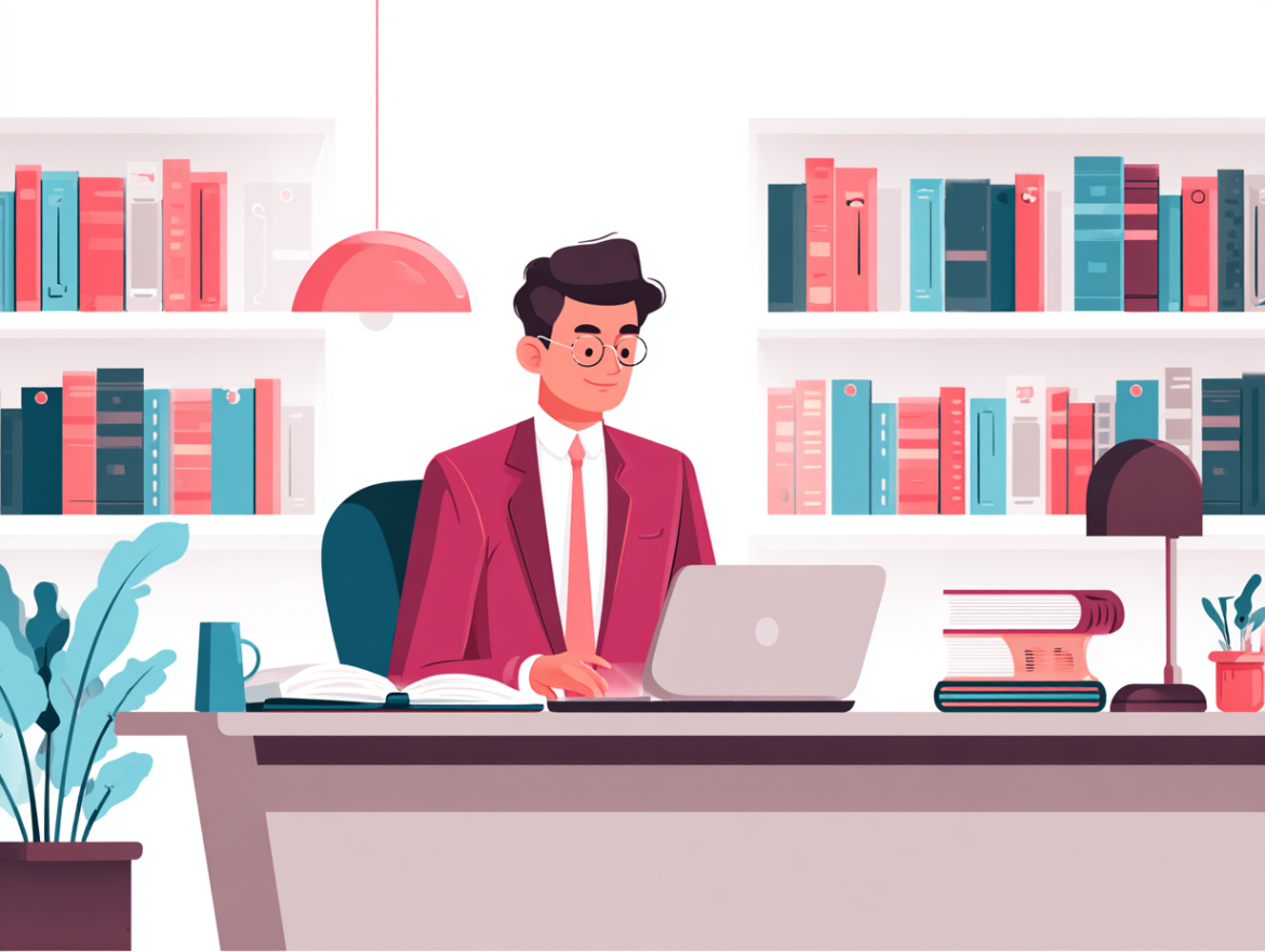 Abogado en su despacho, habiendo atraído un caso de alto valor gracias al SEO para abogados.